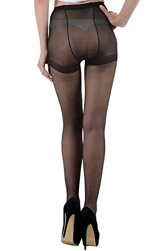 PLUMBURY Women's/Girls's High Waist Pantyhose Sheer Tights Stockings, Free Size, Black