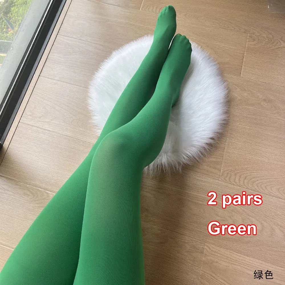 Plus Size Candy Color Velvet Stockings - High Quality Spandex Nylon Solid Tights for Women