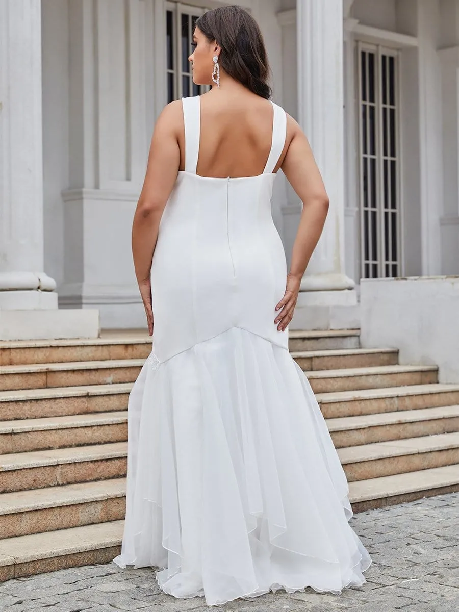 Plus Size Deep V-Neck Bodycon Mermaid Wedding Dress