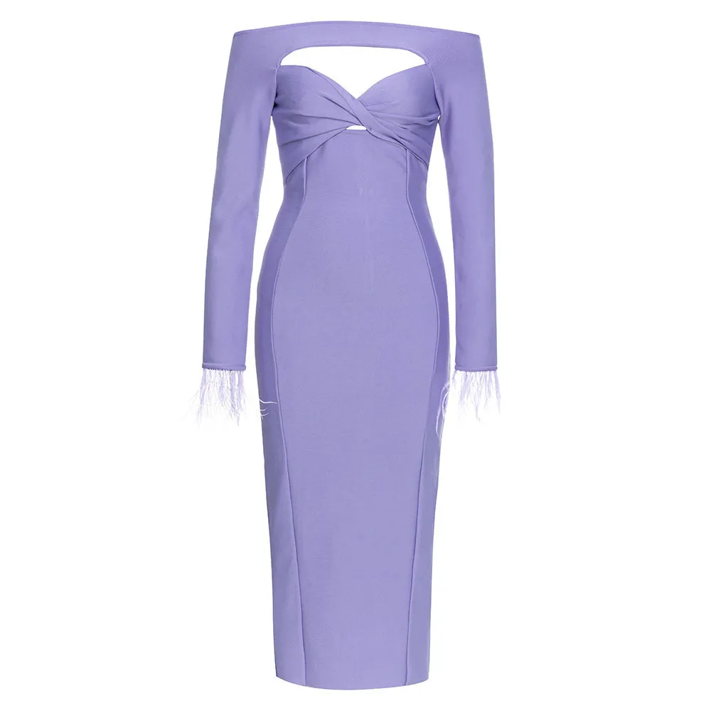 Pre Order:  Purple Pleated Hollow Chest Wrapped Dress