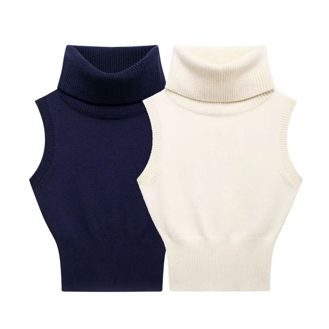 Pre Order: Turtleneck Sleeveless Slim Fit Knitted Vest