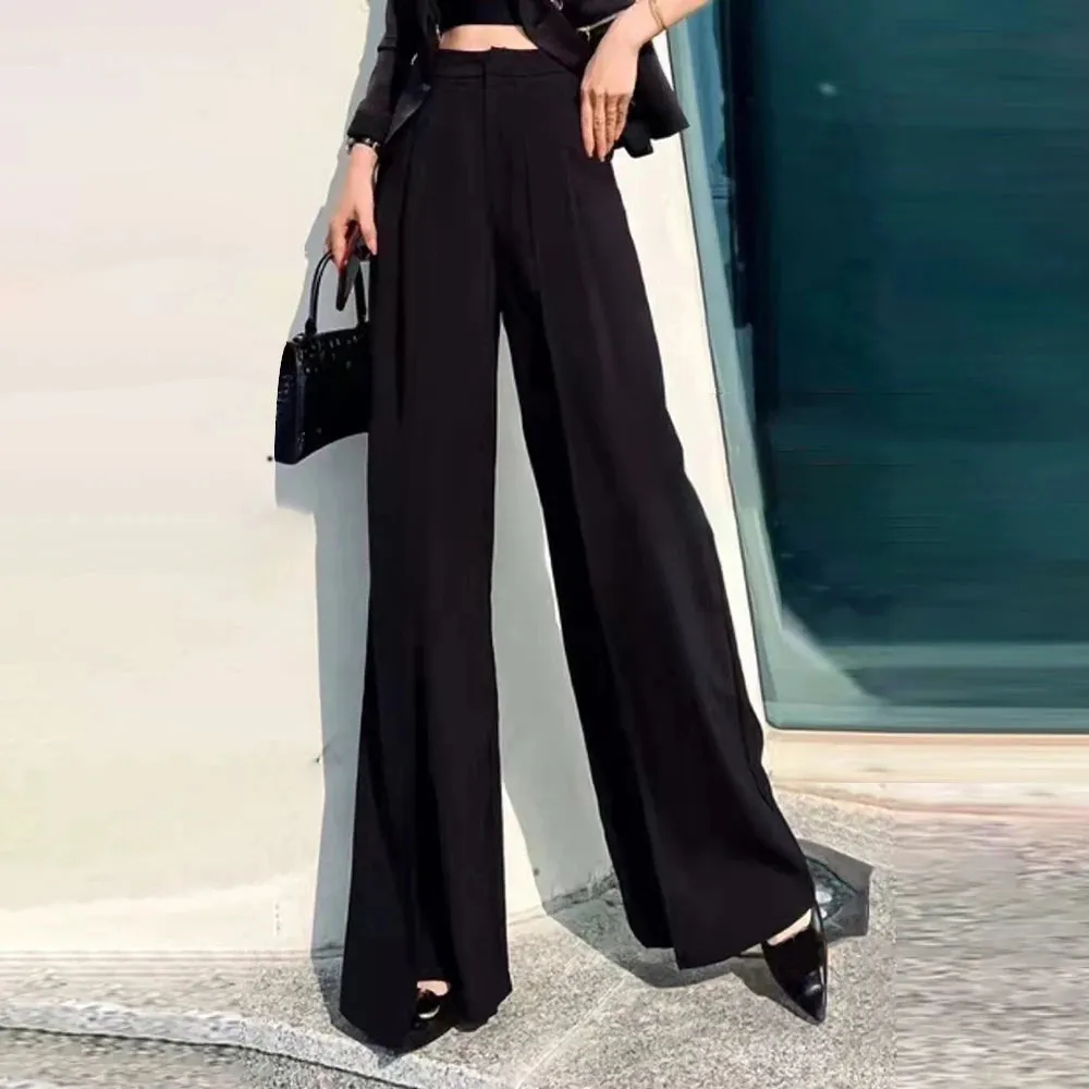 Purple Loose Wide Leg Pants For Women High Waist Solid Minimalist Trousers Female Fashion Clothing Sprin