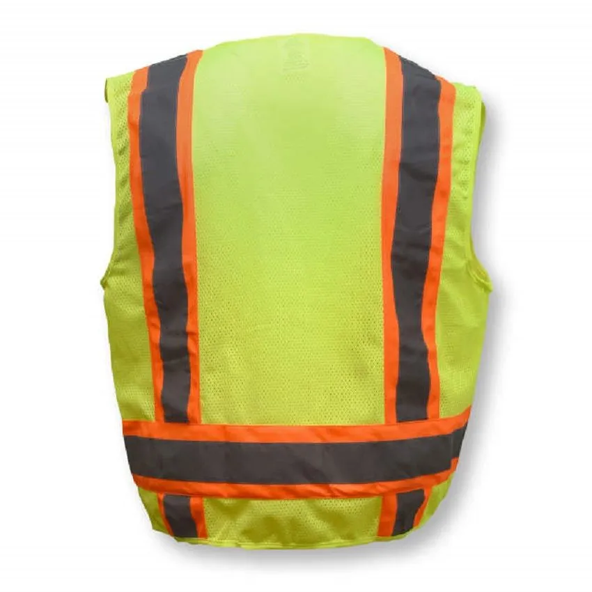 Radians SV6G Type R Class 2 Solid Front/Mesh Back Surveyor Safety Vest, Hi-Vis Green, 1 Each