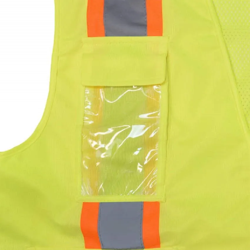 Radians SV6G Type R Class 2 Solid Front/Mesh Back Surveyor Safety Vest, Hi-Vis Green, 1 Each