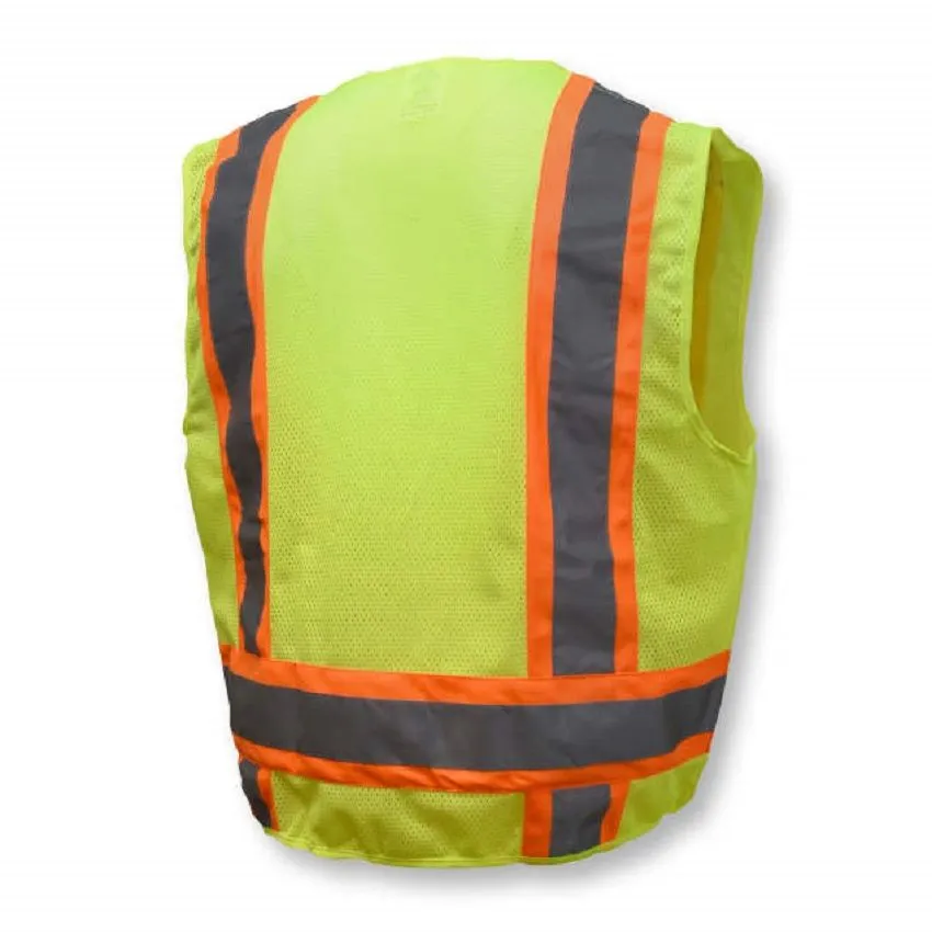 Radians SV6G Type R Class 2 Solid Front/Mesh Back Surveyor Safety Vest, Hi-Vis Green, 1 Each