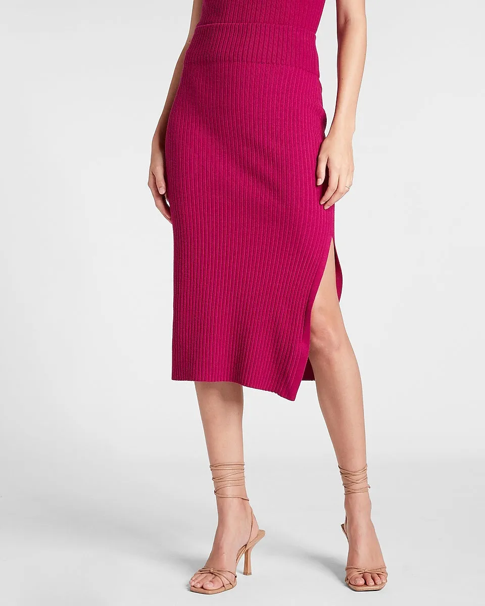 Ribbed Sweater Pencil Skirt in Wild Orchid