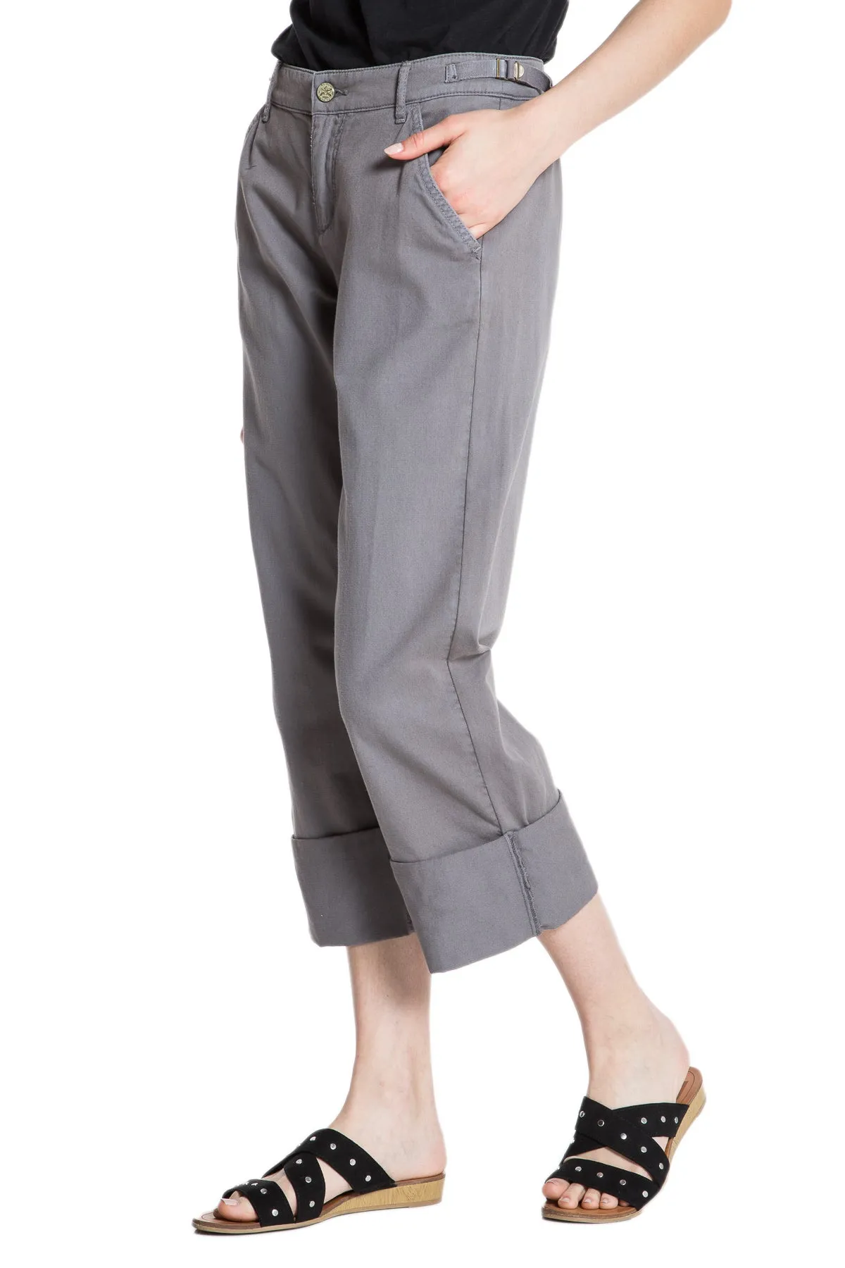 Rolled wide leg crop in Charcoal Grey