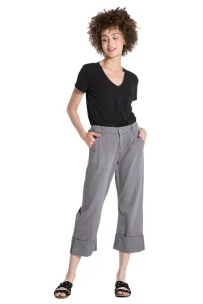 Rolled wide leg crop in Charcoal Grey