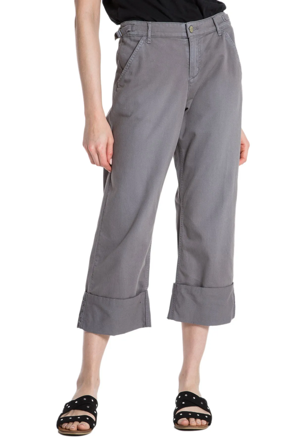 Rolled wide leg crop in Charcoal Grey