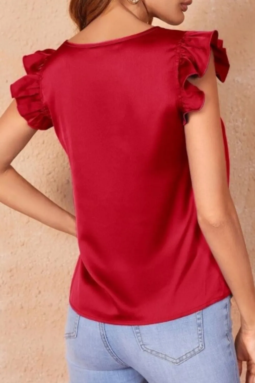 Ruffle Sleeve Station Top