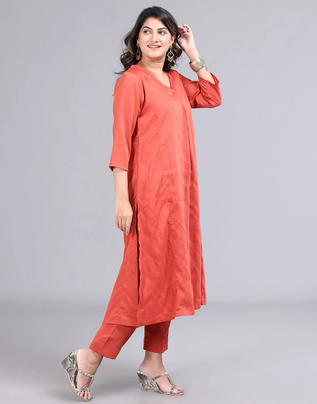 Rustic-Orange Glam Kurta Set