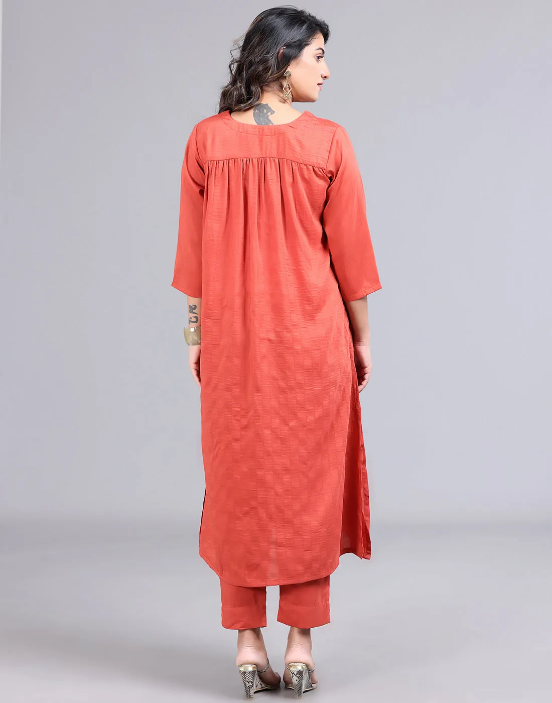 Rustic-Orange Glam Kurta Set