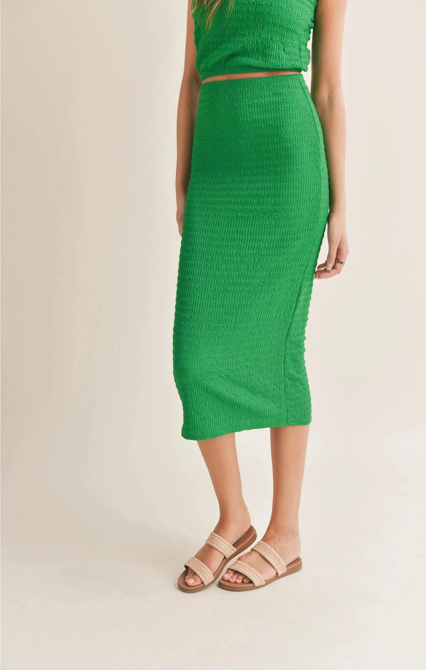 Sadie & Sage So Fresh Textured Midi Skirt