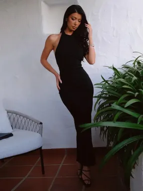 Sexy Halter Backless Bodycon Dress Black Party Evening Gown Slit Long Maxi Dresses for Women Summer 2023 C83-BE21