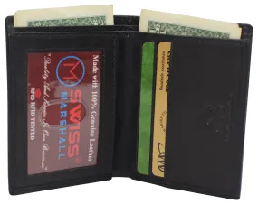 Slim Bifold Front Pocket Wallet 2 ID Window Credit Card Holder Genuine Leather RFID Blocking