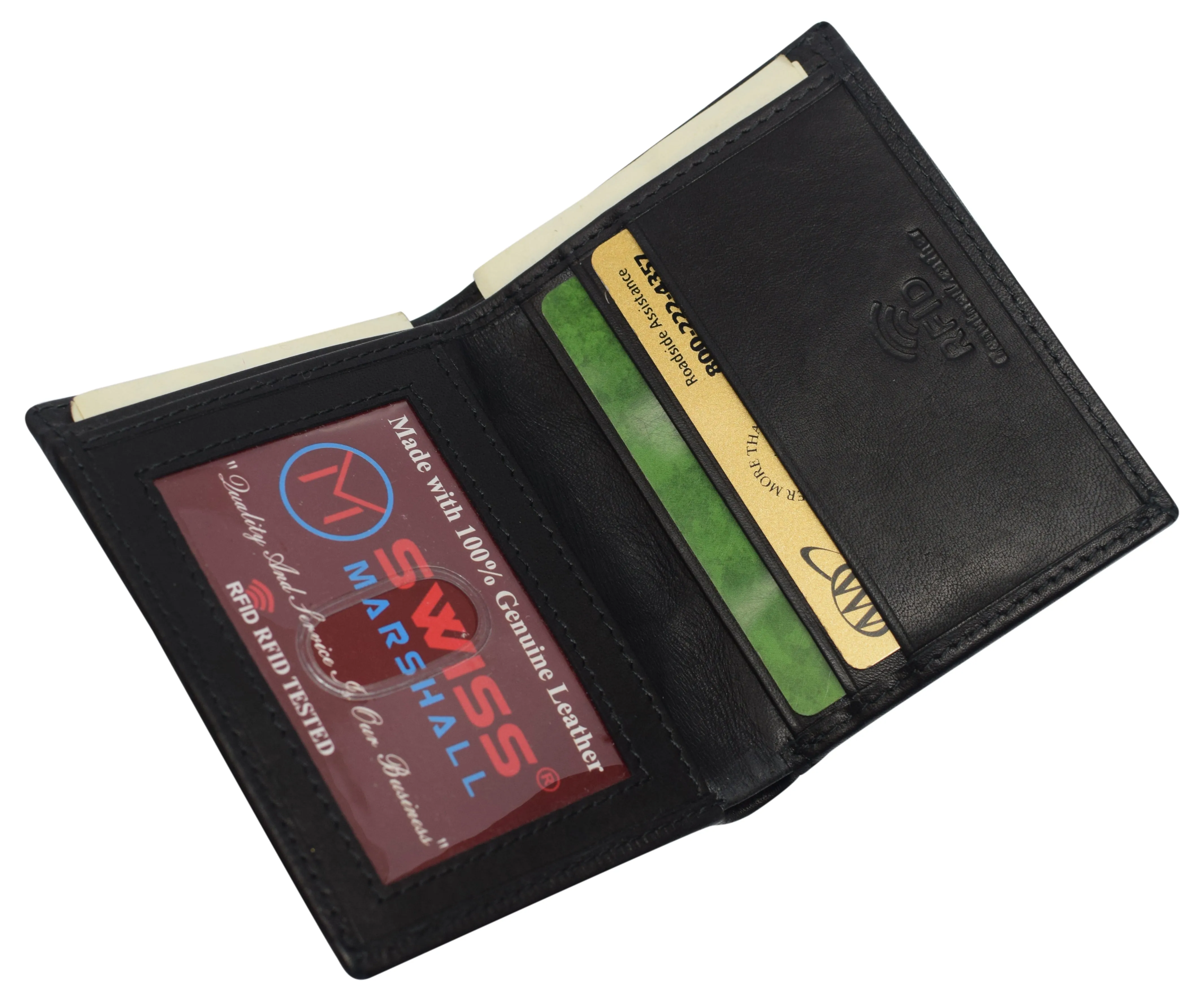 Slim Bifold Front Pocket Wallet 2 ID Window Credit Card Holder Genuine Leather RFID Blocking