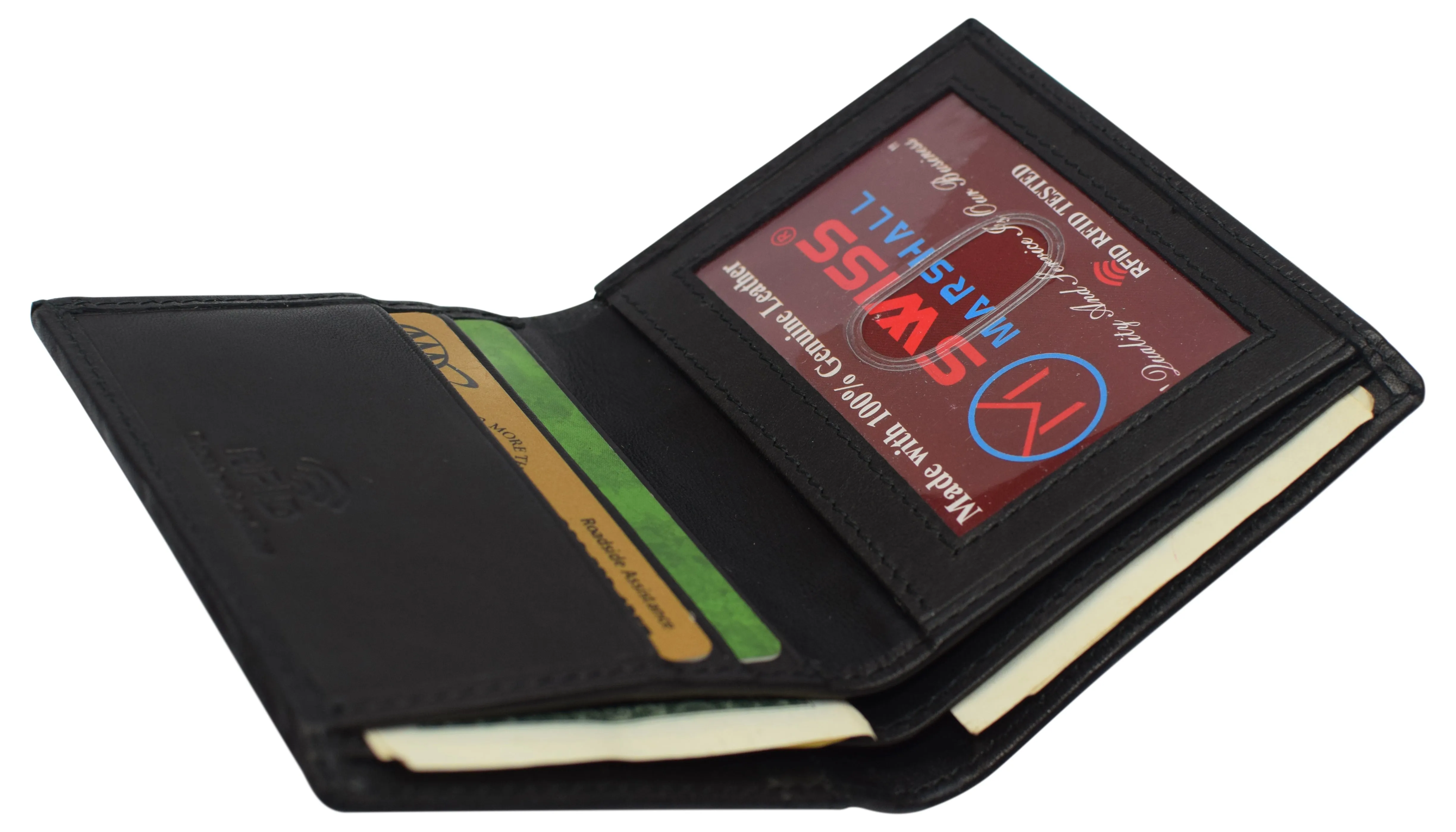 Slim Bifold Front Pocket Wallet 2 ID Window Credit Card Holder Genuine Leather RFID Blocking