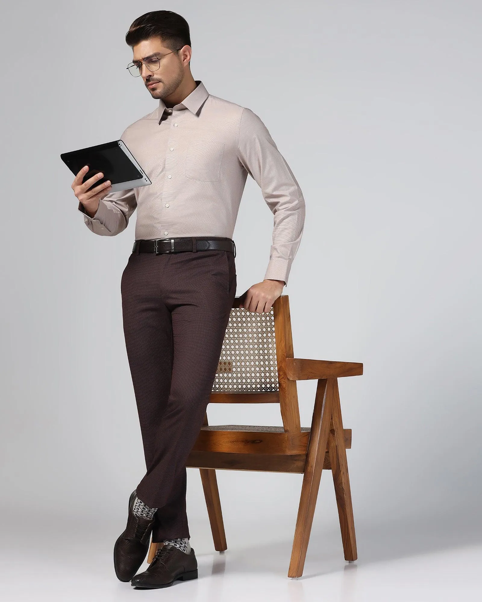 Slim Fit B-91 Formal Wine Textured Trouser - Ford