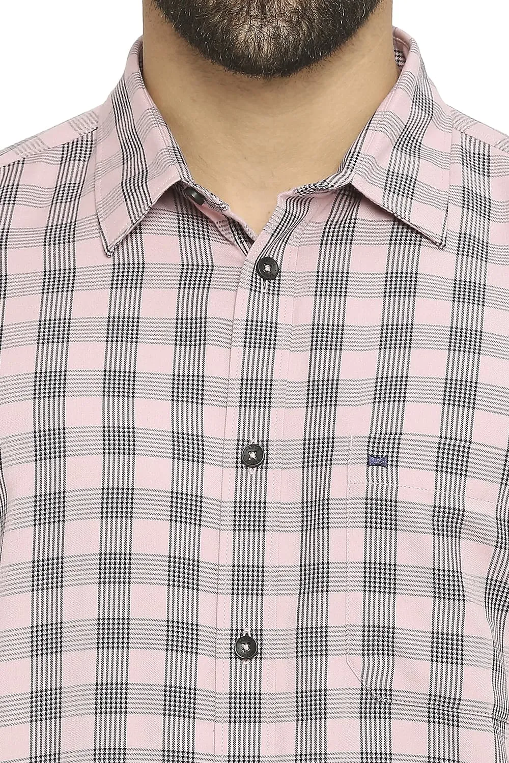 Slim Fit Polyester Viscose Twill Checks Halfsleeves Shirt