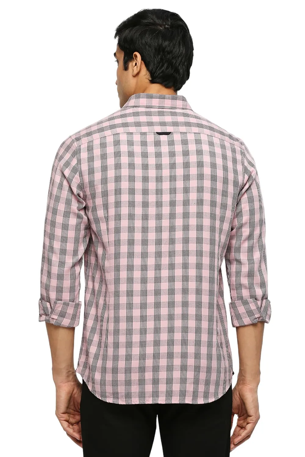 Slim Fit Polyester Viscose Twill Checks Shirt