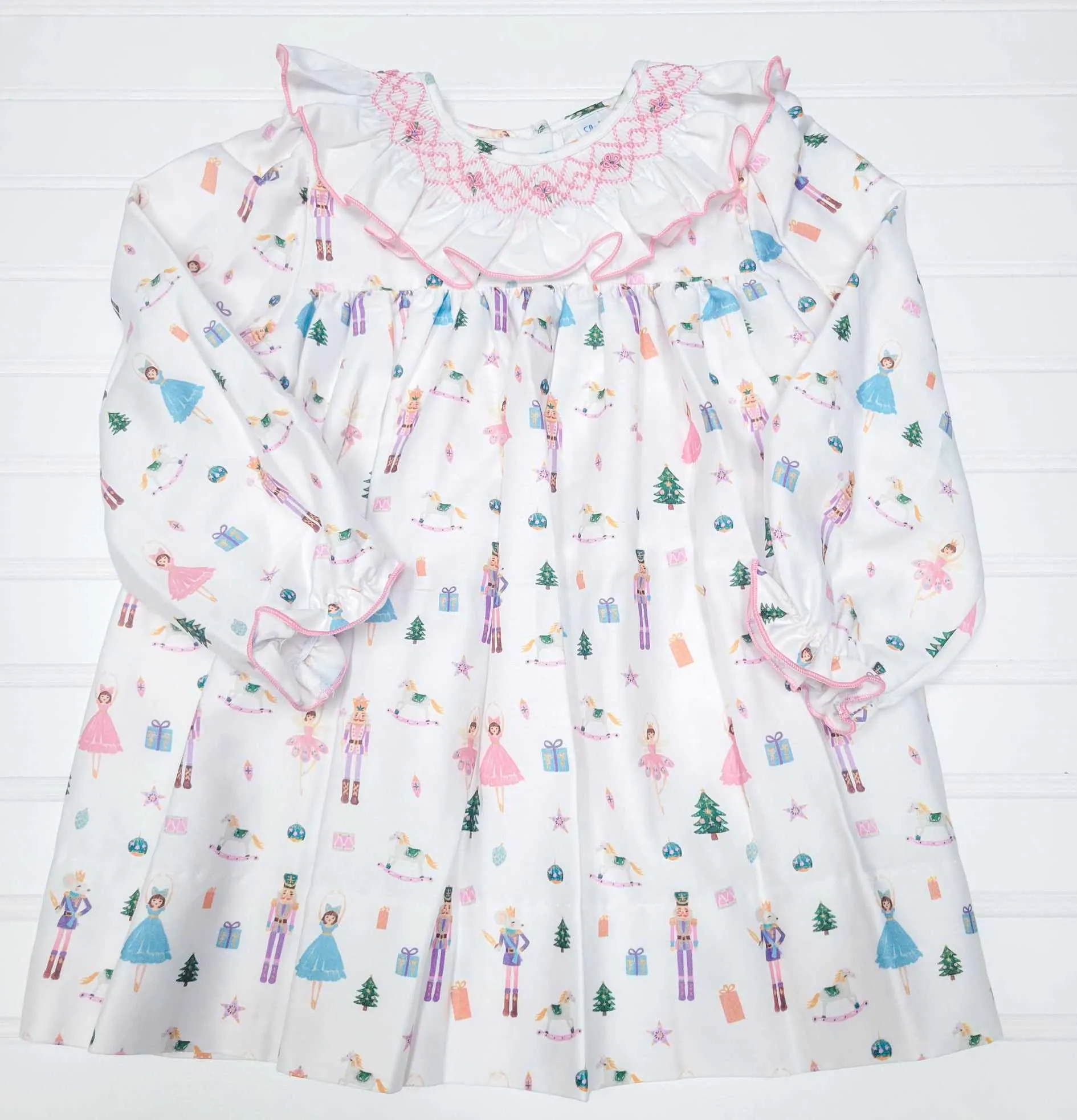 Smocked Ruffle Collar Dress - Nutcracker