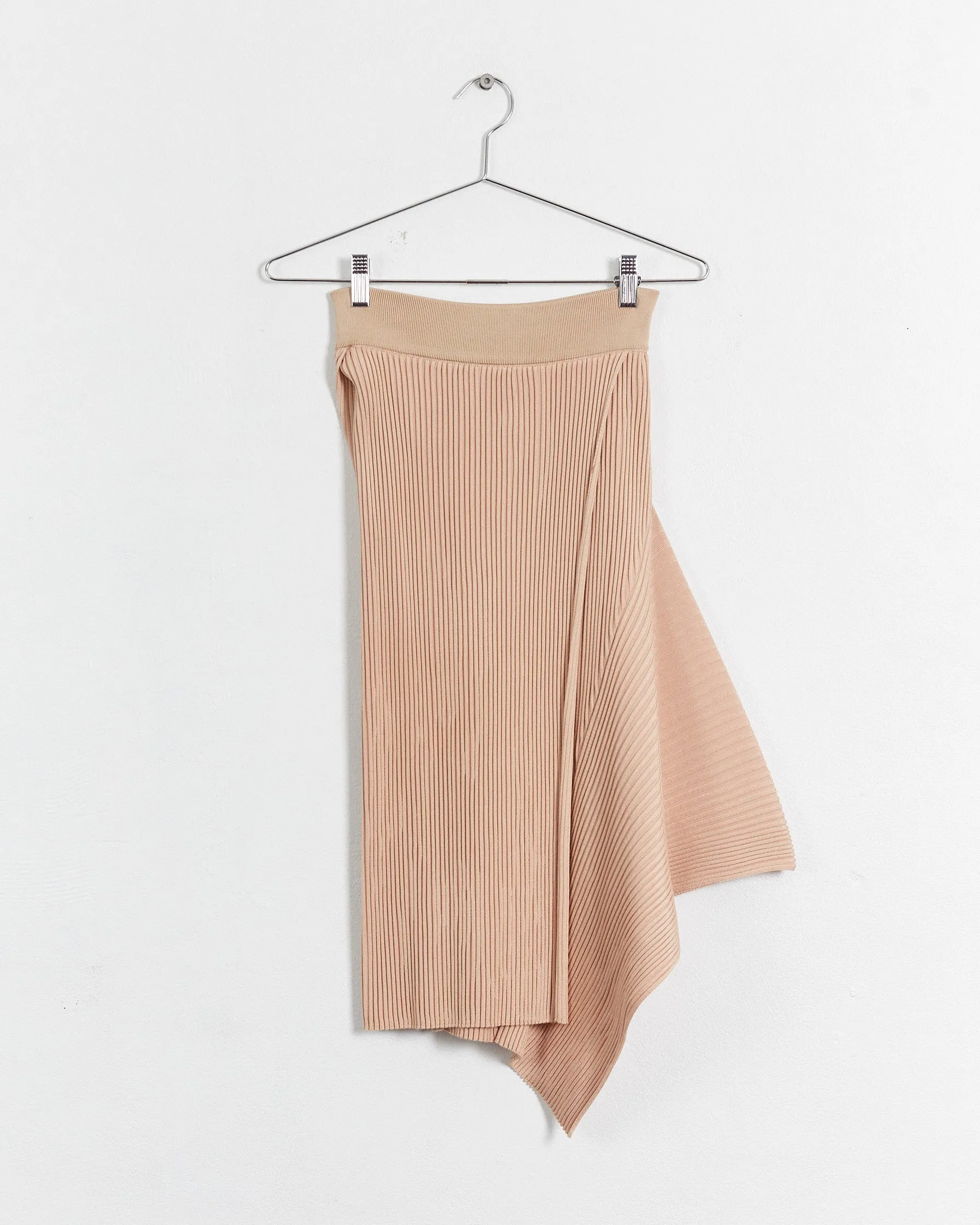 Stella McCartney spring '15 rib knit asymmetric skirt, nude, 8