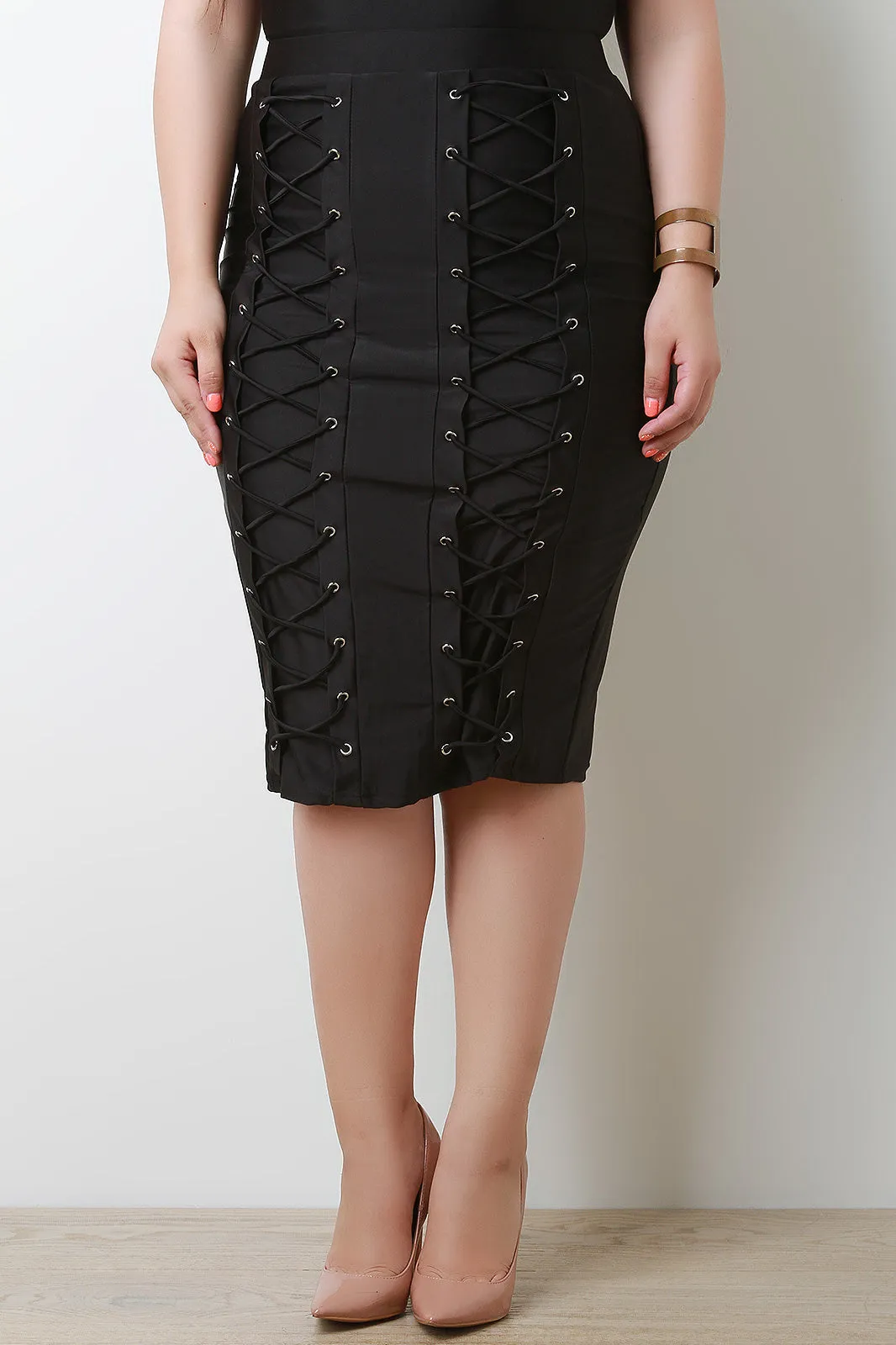 Stretchy High Waisted Corset Pencil Skirt