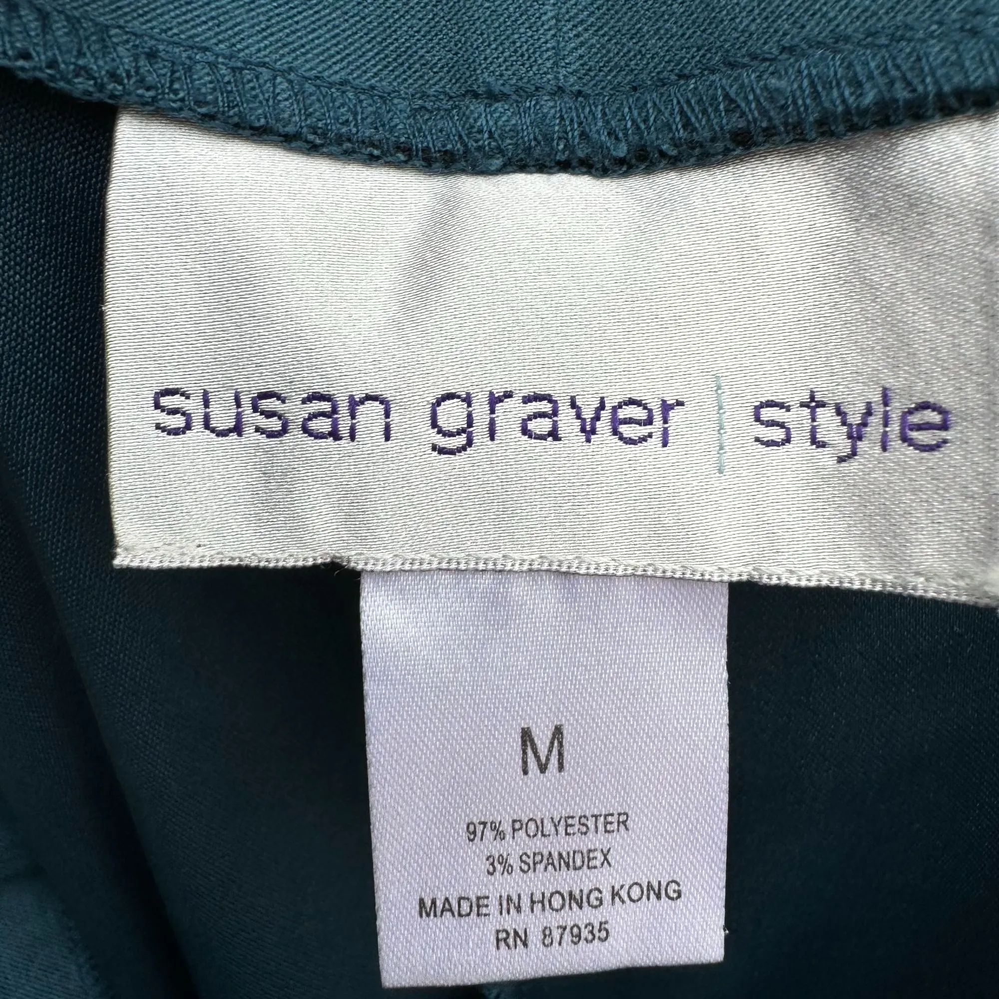 Susan Graver Style Womens Flat Front Faux Suede Microfiber Blue Side Zip Pants M