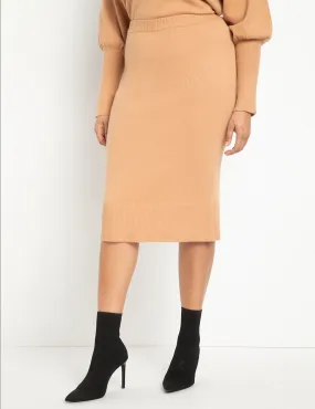 Sweater Pencil Skirt in Tan