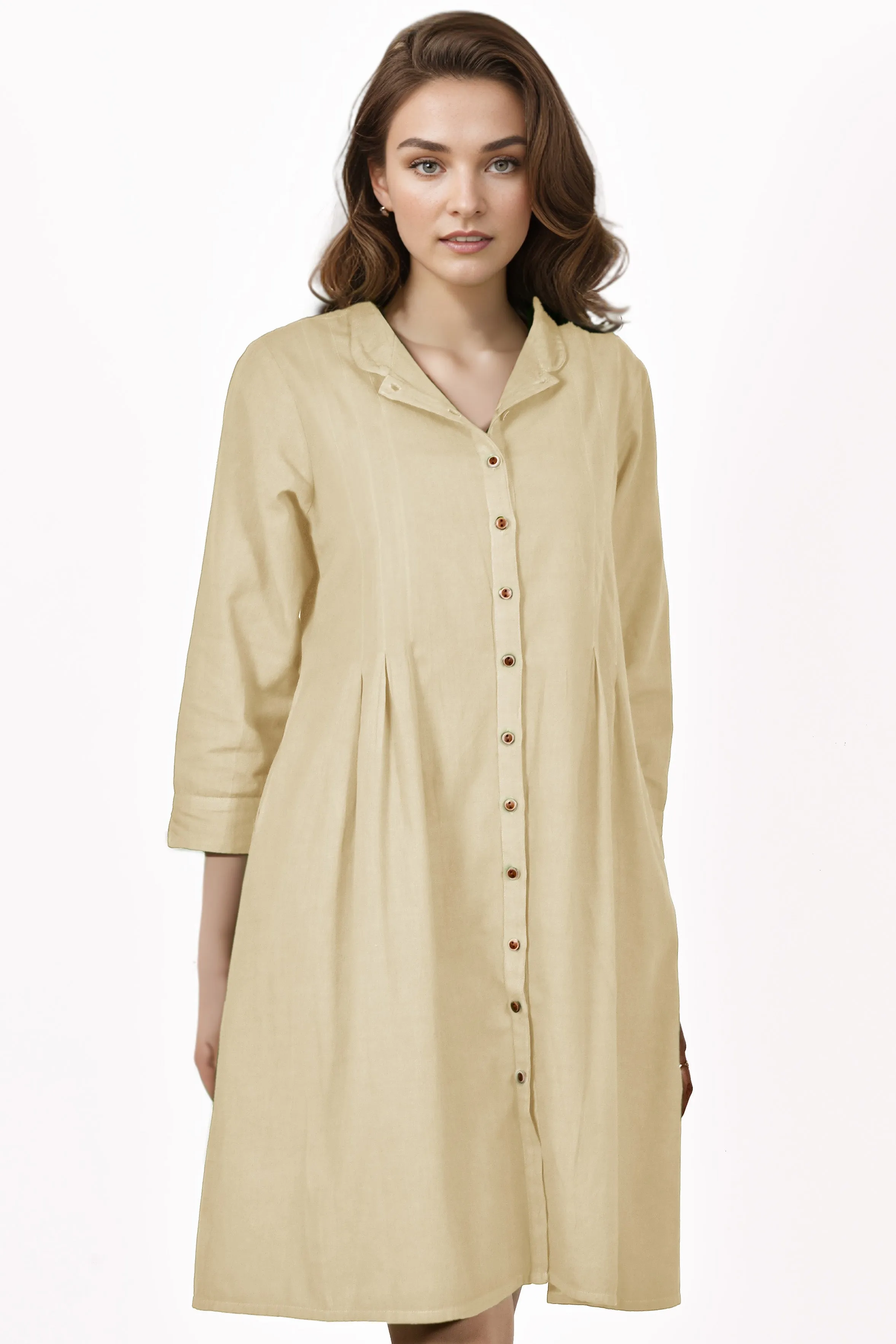 TAARA Cotton-Linen Shirt Dress Kurti: Made to Order/Customizable