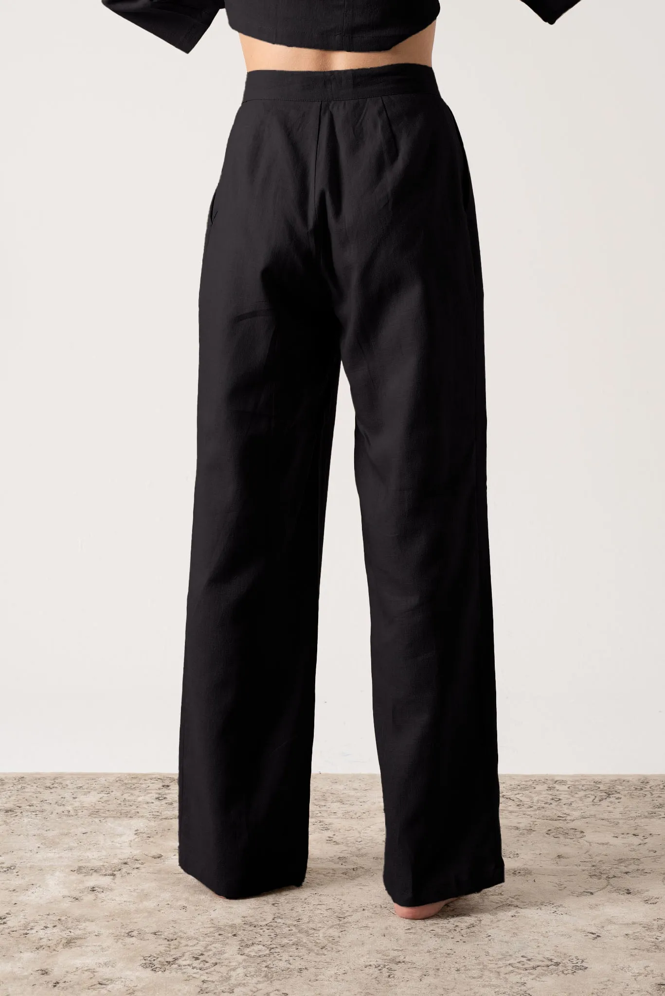 Thalia Linen Trouser Black