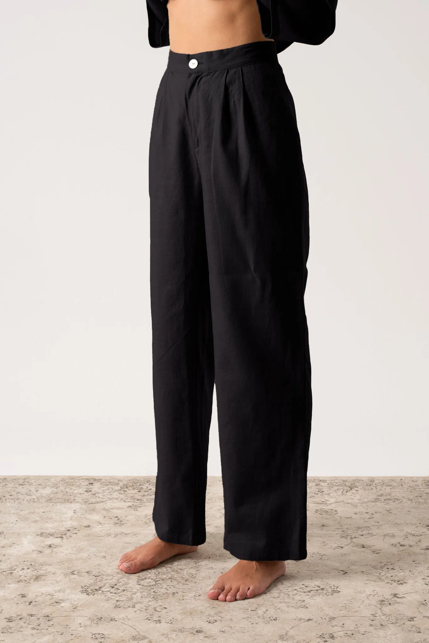 Thalia Linen Trouser Black