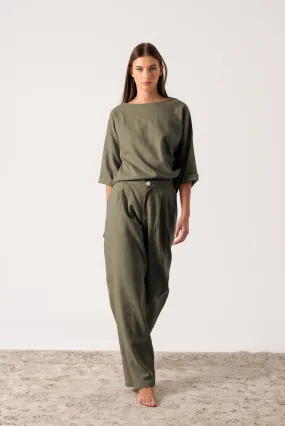 Thalia Linen Trouser Khaki