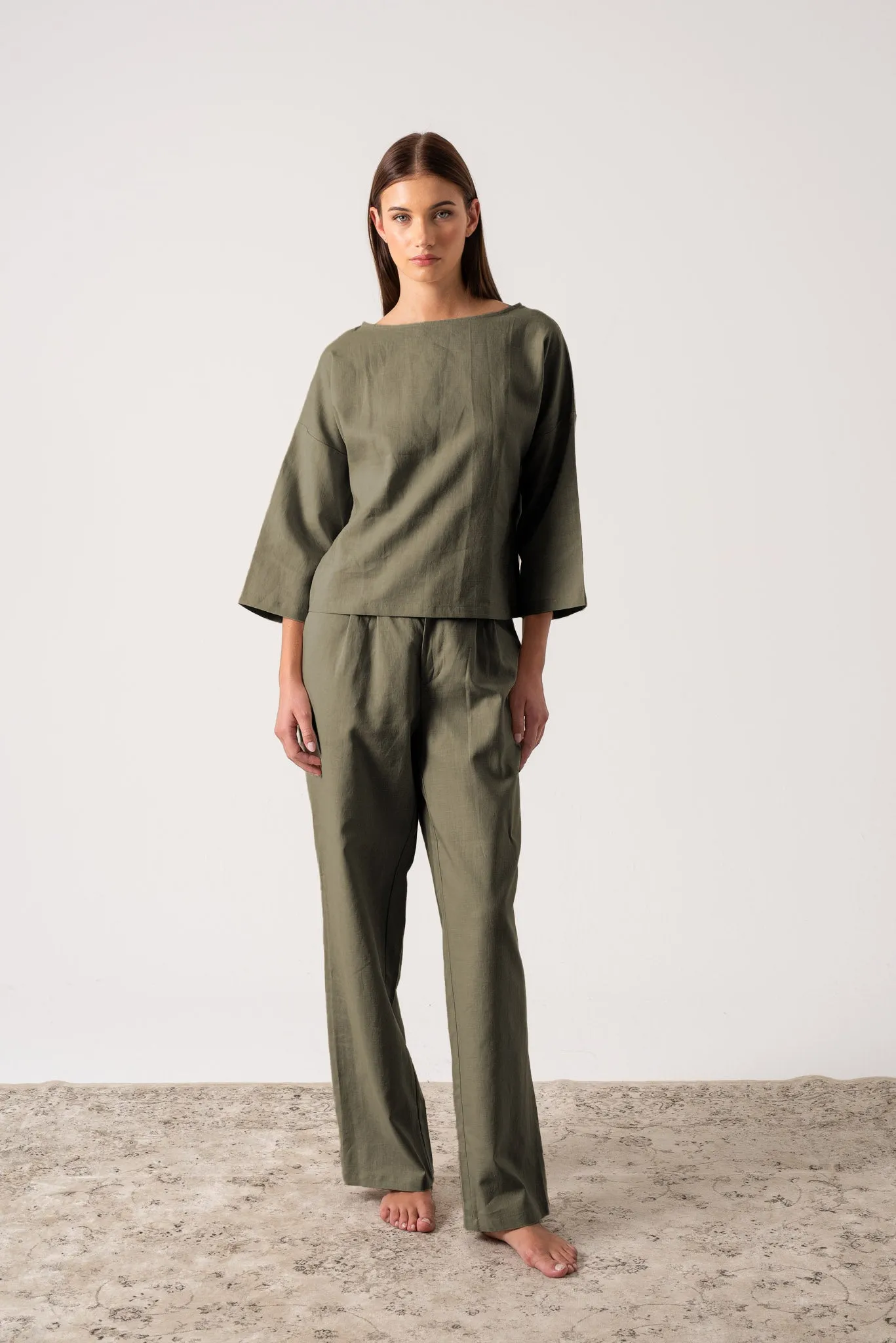 Thalia Linen Trouser Khaki