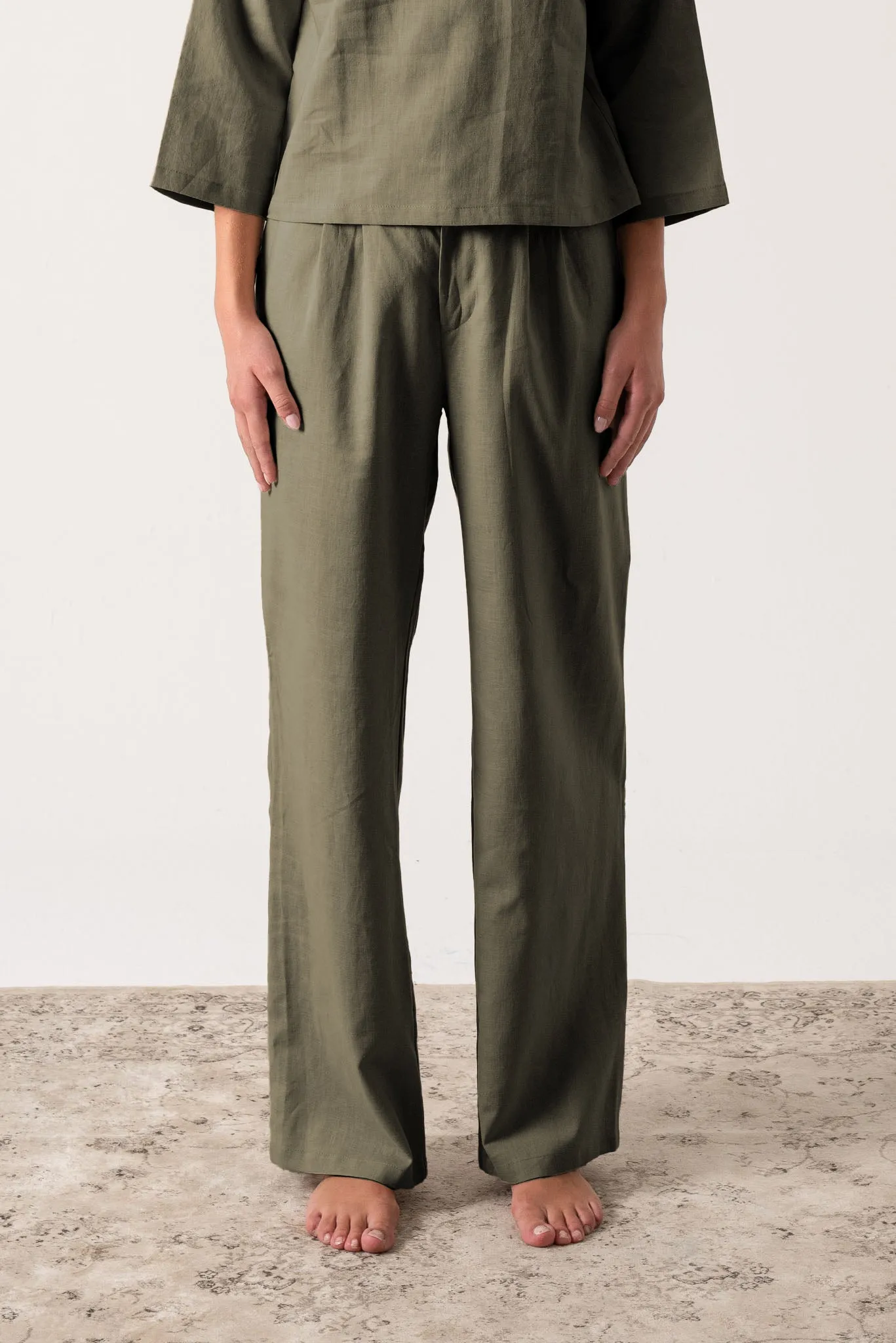 Thalia Linen Trouser Khaki