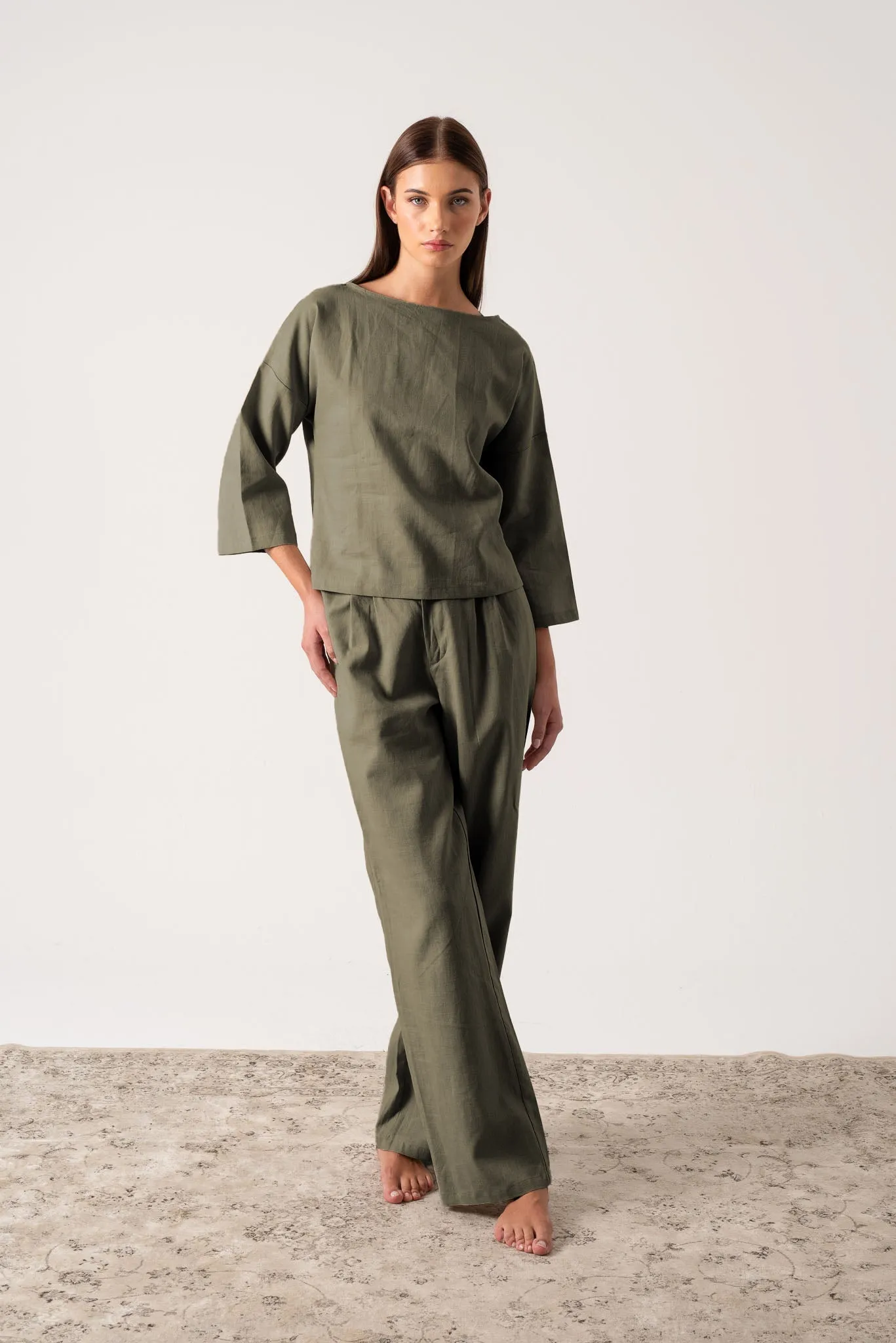 Thalia Linen Trouser Khaki