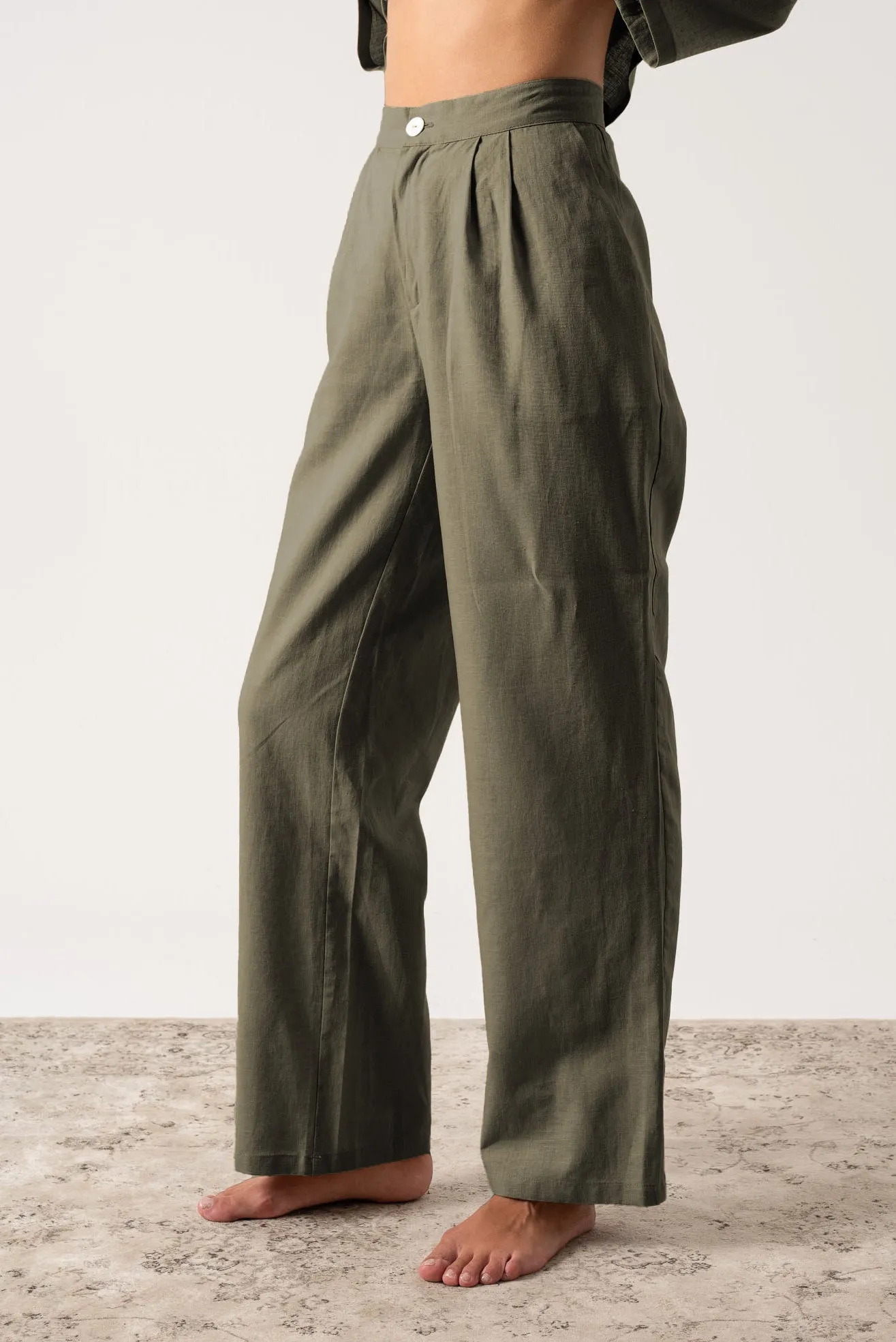 Thalia Linen Trouser Khaki