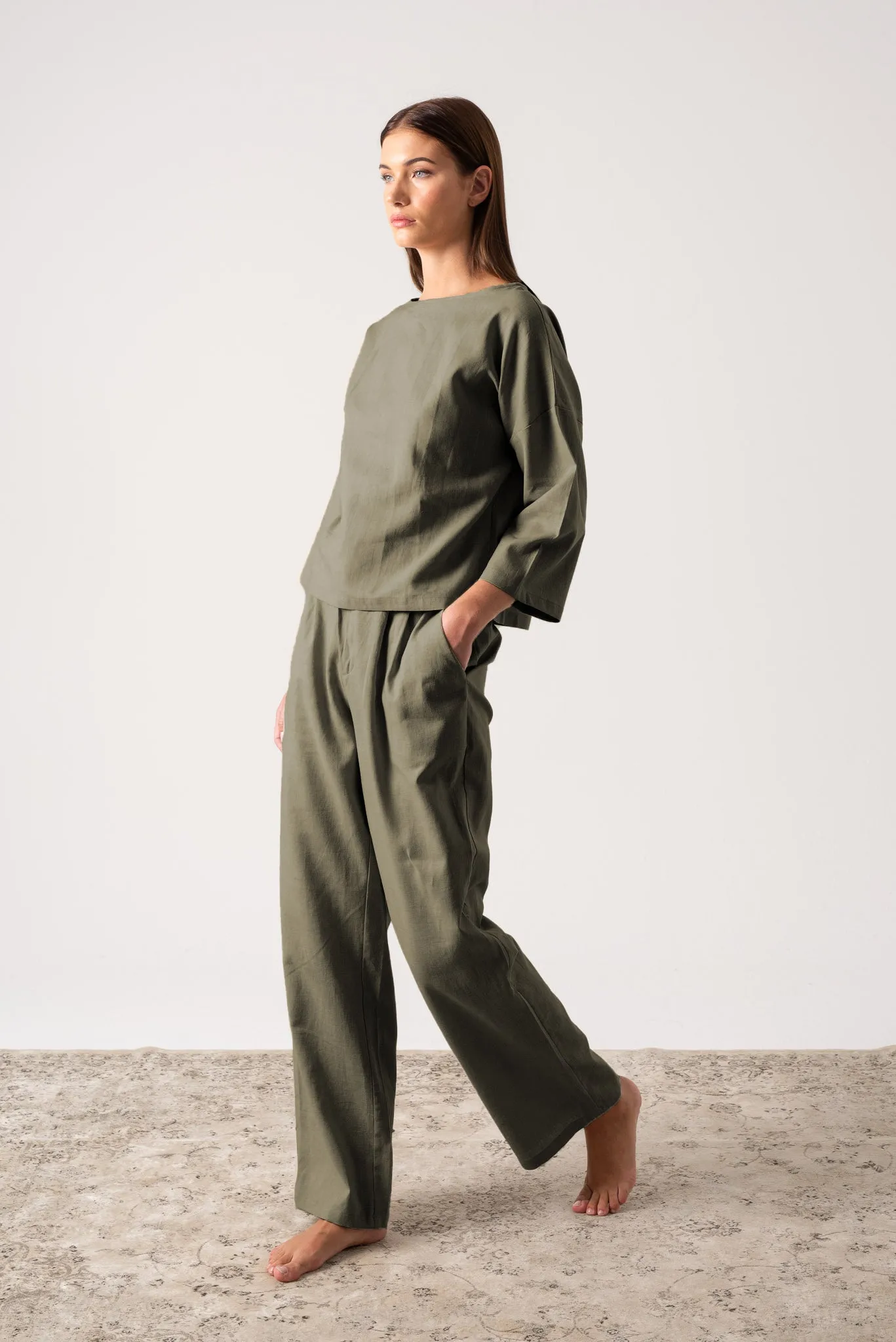 Thalia Linen Trouser Khaki