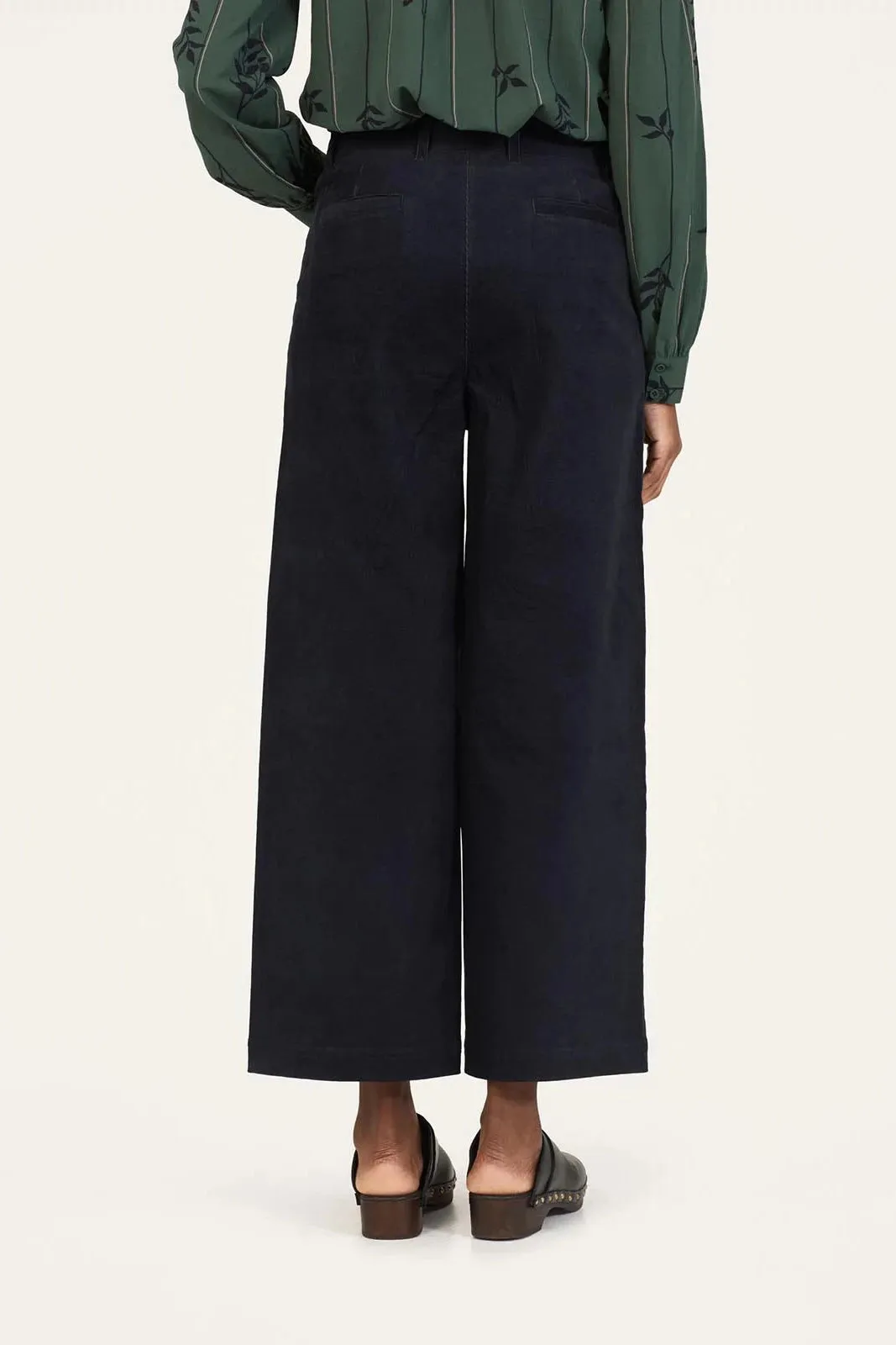 Thought Milou Organic Cotton Corduroy Wide Leg Culottes in Navy