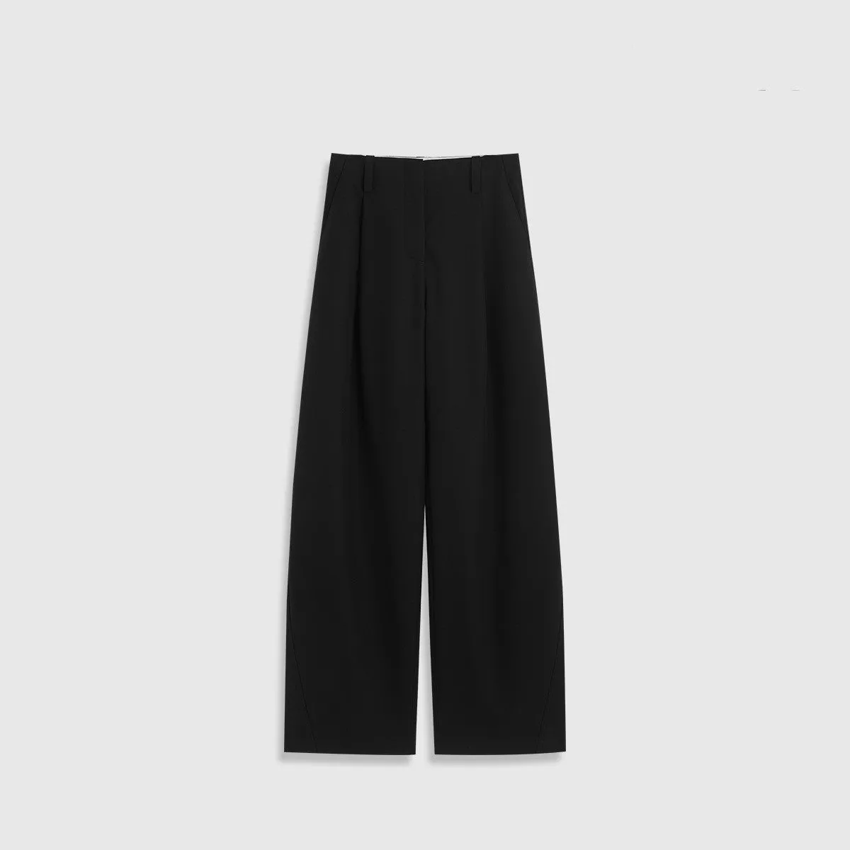 Toleet Old money style Winter and Autumn Chic Worsted Wool Slimming High Micro-Arc Wide-Leg Pants