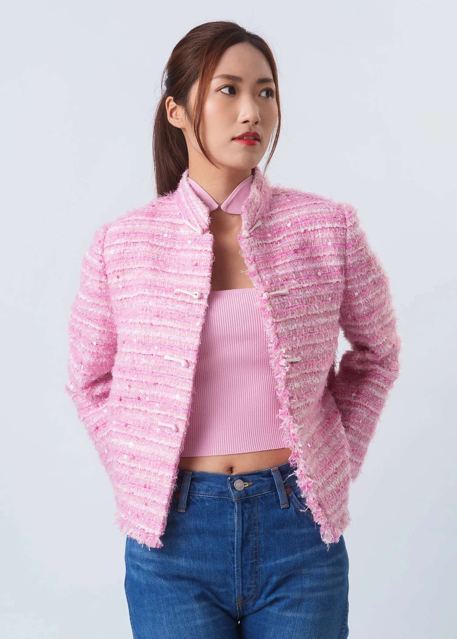 Tweed Tang Jacket (Mixed Pink)