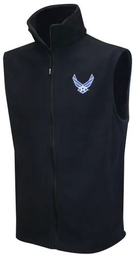 US Air Force Symbol Embroidered on Fleece Vest Jacket