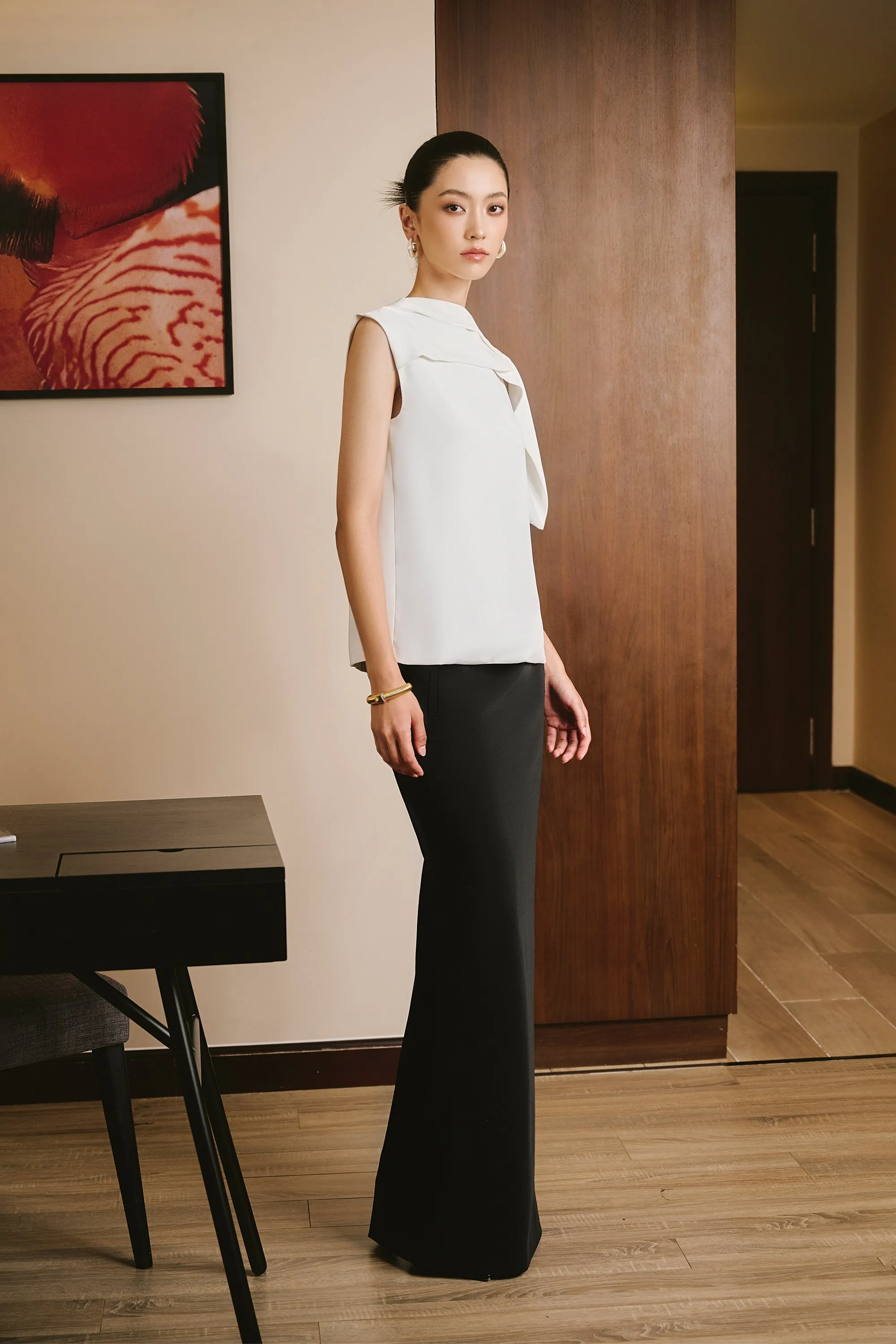 Valencia Asymmetrical Draped Neckline Top