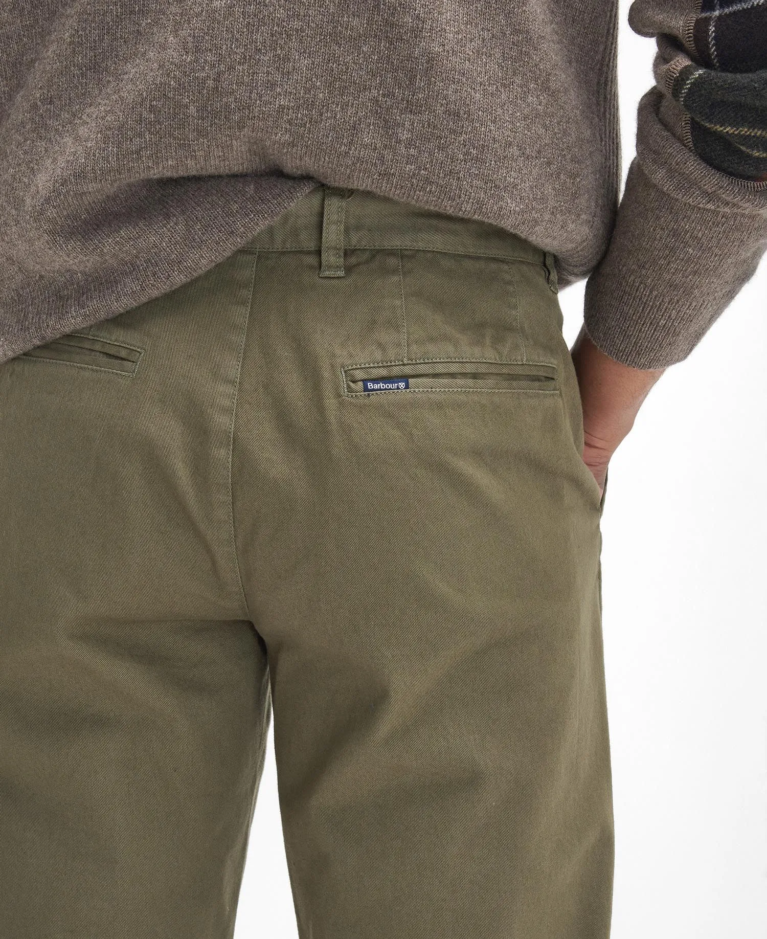 Washed Stretch Twill Tailored Fit Trouser - Olive