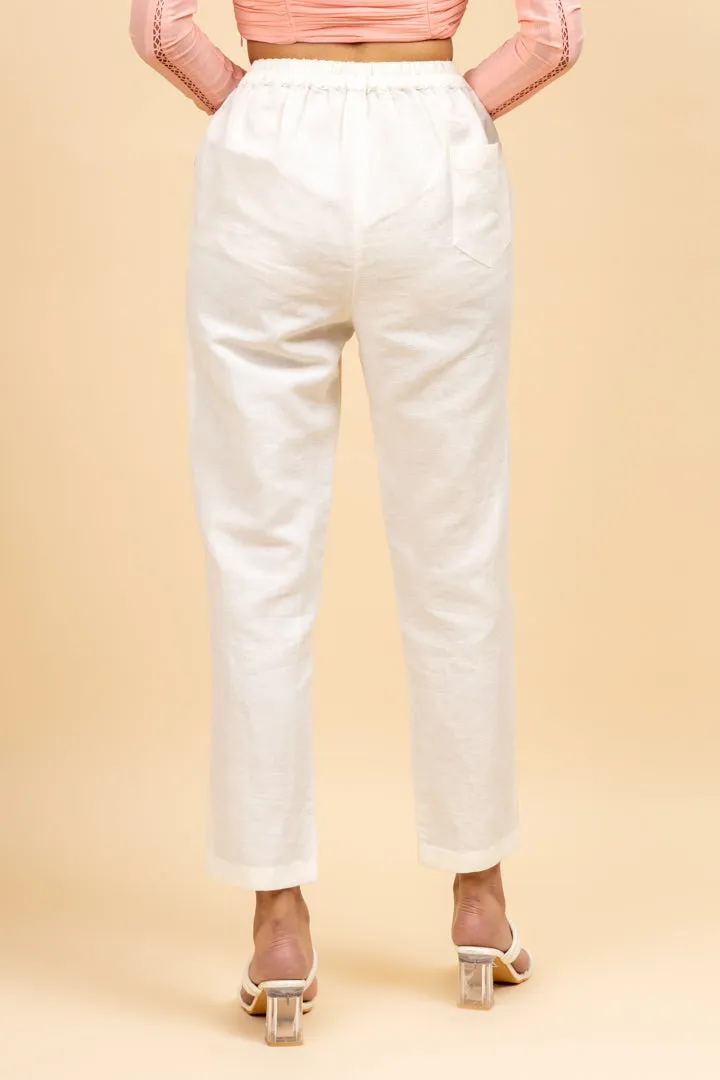 White Ankle Length Comfortable Pant