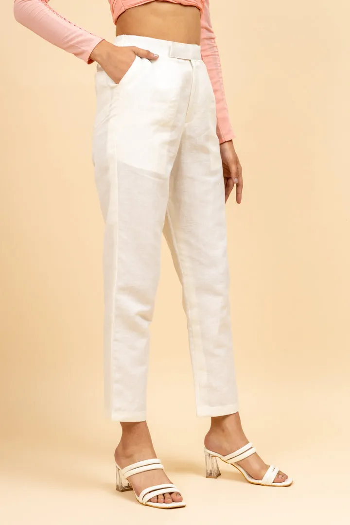 White Ankle Length Comfortable Pant