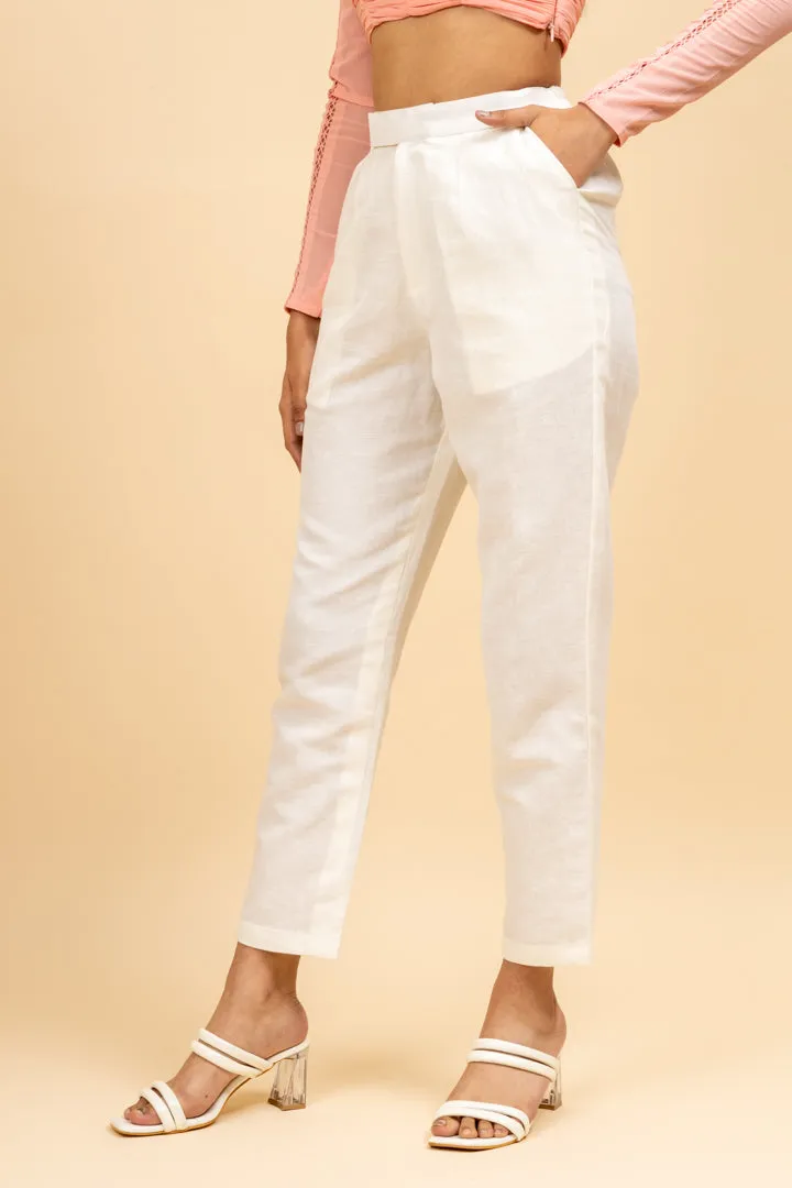 White Ankle Length Comfortable Pant