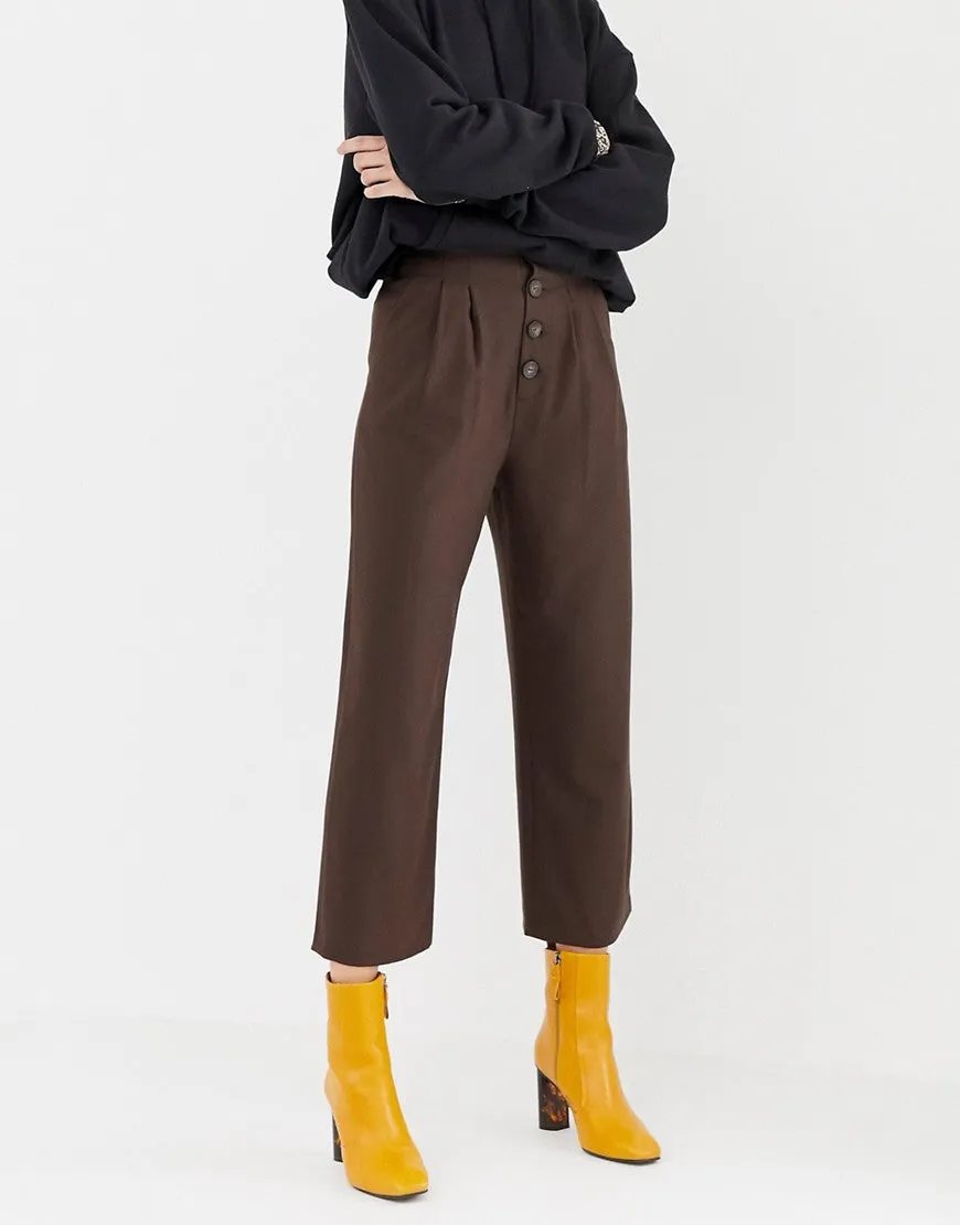 Wide leg trouser with button detailing