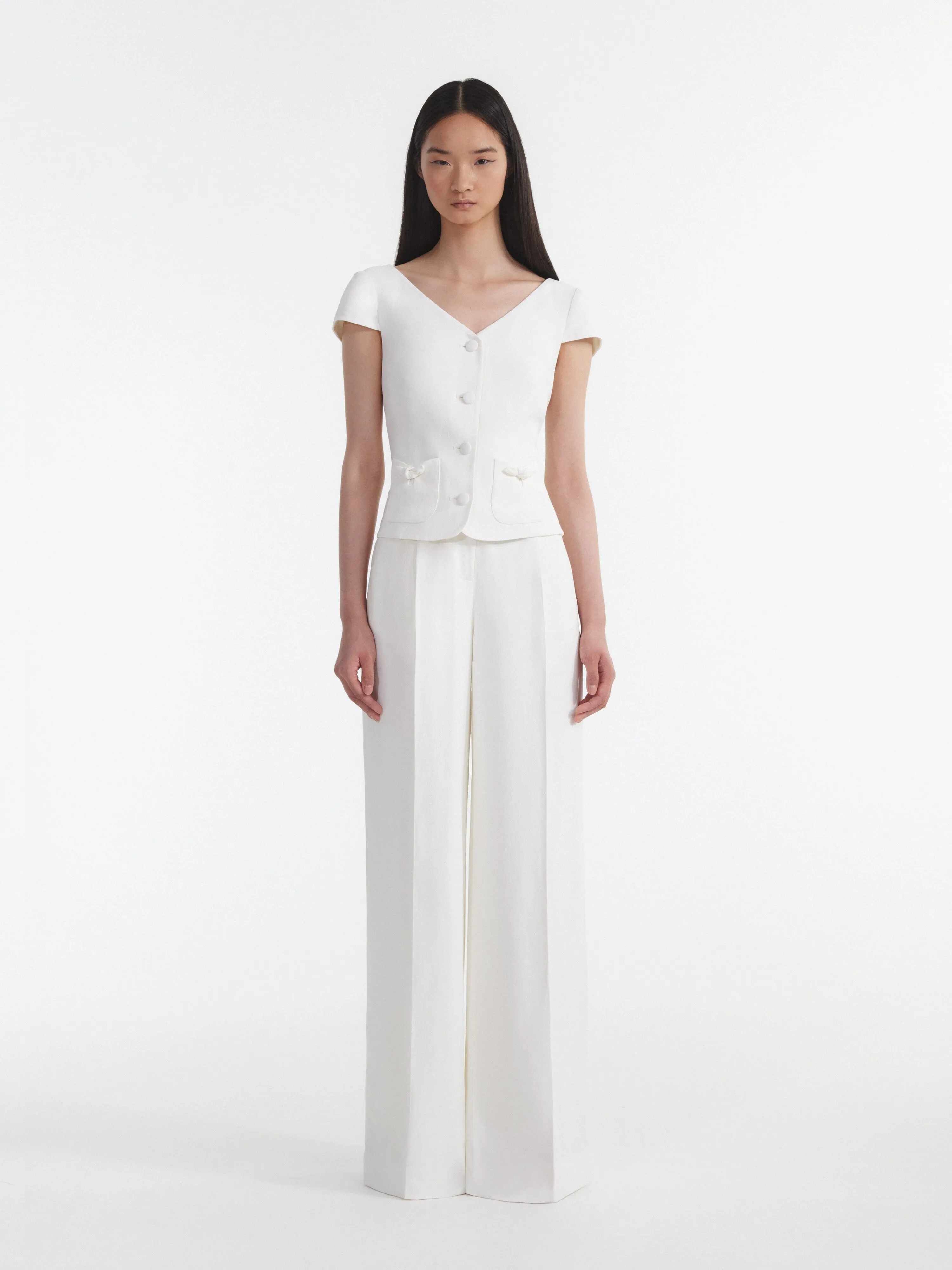 Wide Tailored Trouser in Ivory