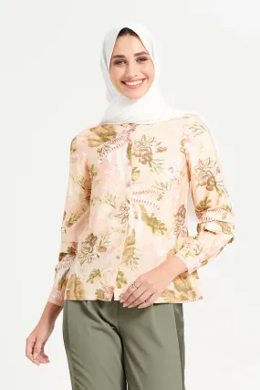 Women Apricot Floral Print Shirt